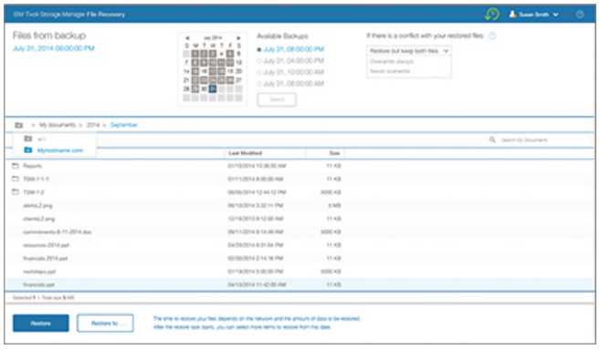 A self-service restore portal enables data, server and application owners to easily recover their data.